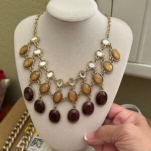 Elegant Gold and Brown Statement Necklace